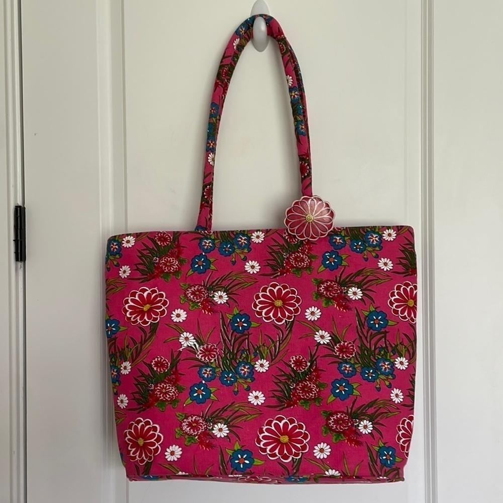 Cappelli Straworld Floral Tote Bag Hot Pink